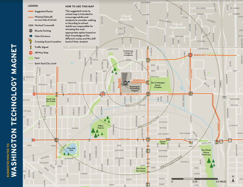 Washington Tech Safe Routes to School map 